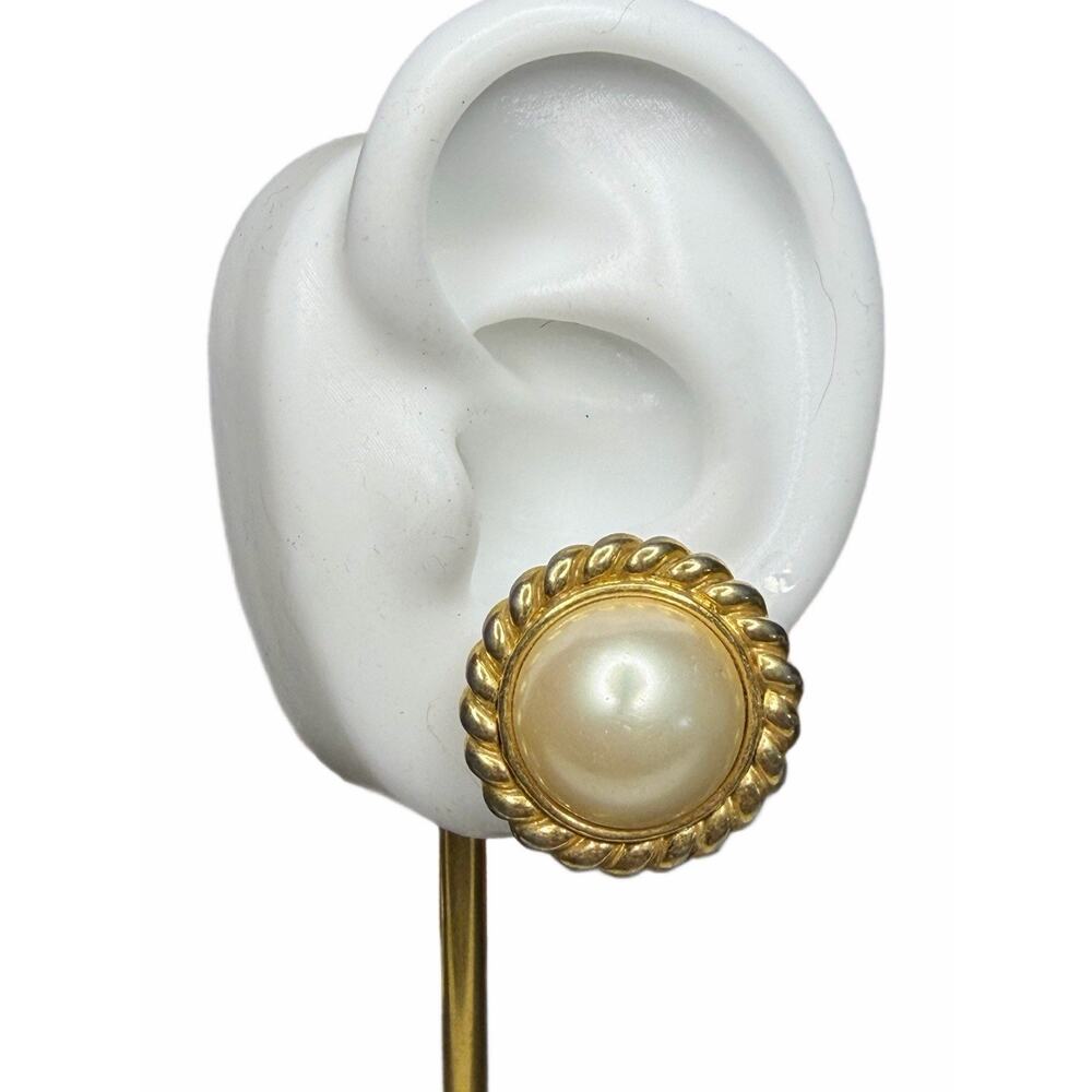 Erwin Pearl Signed PEP Faux Pearl Earrings Pierced Gold Tone Vintage jewelry